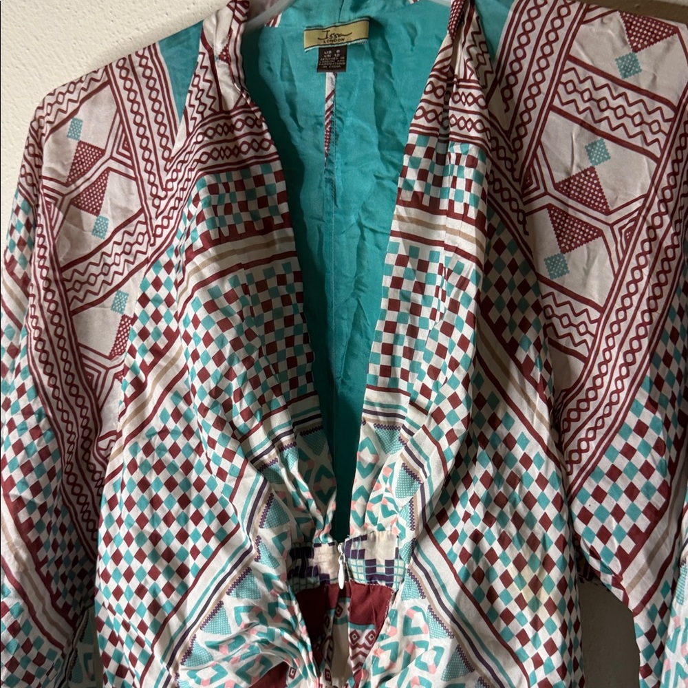 Issa London 100 percent silk tunic style Multicolor Geometric blouse - Picture 6 of 15